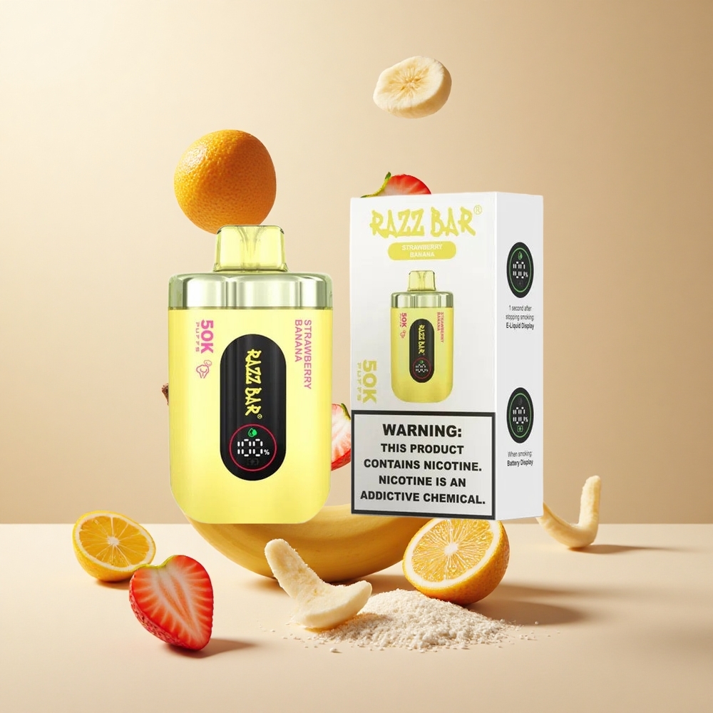 Strawberry Banana Razz Bar 50K Puffs Rechargeable Disposable Vape