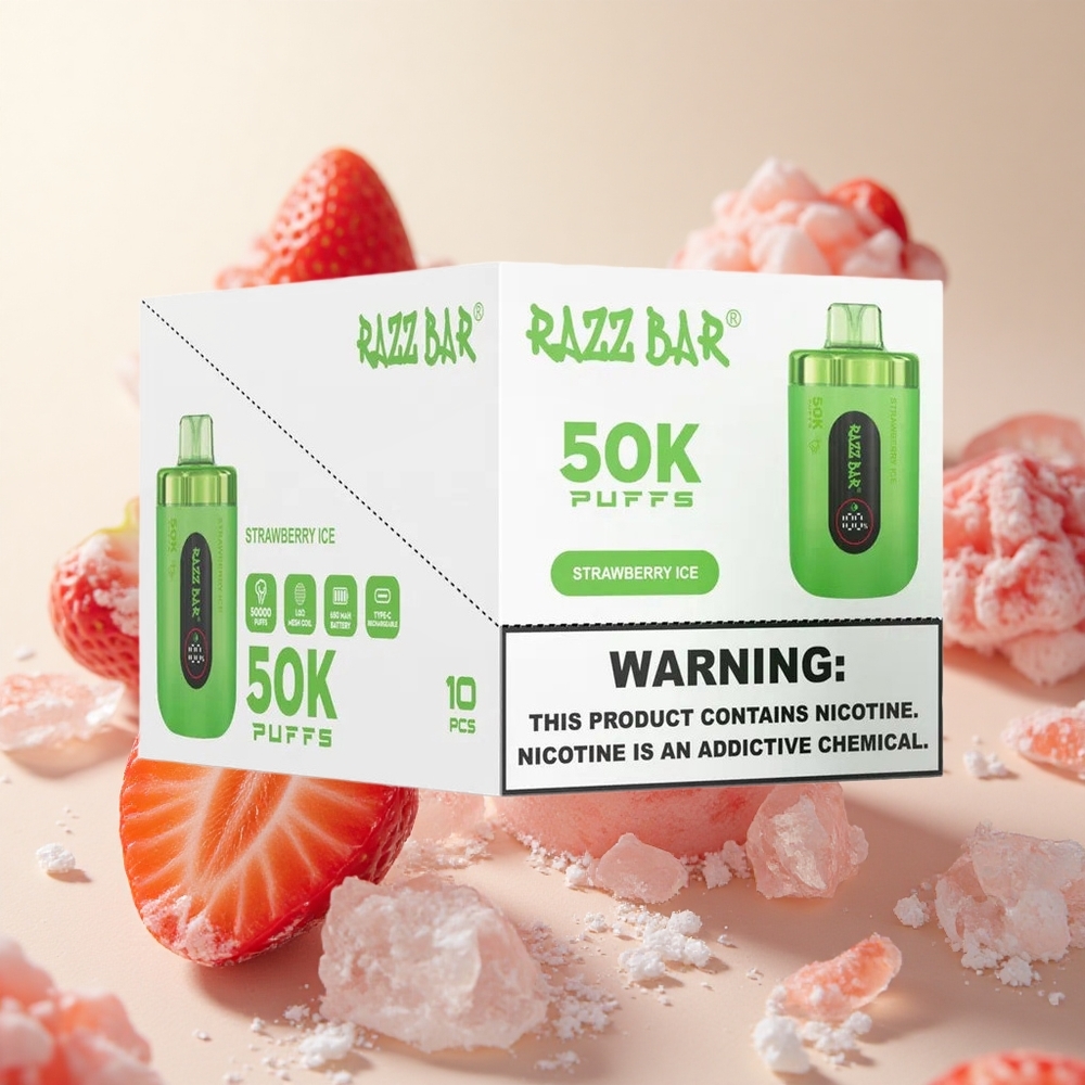 Strawberry Ice Razz Bar 50K Puffs Disposable Vape Type-C Rechargeable