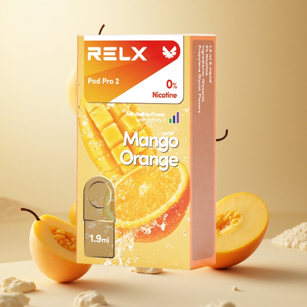 Mango Orange RELX Pod Pro 2 Double Ports Boost Mode 13W